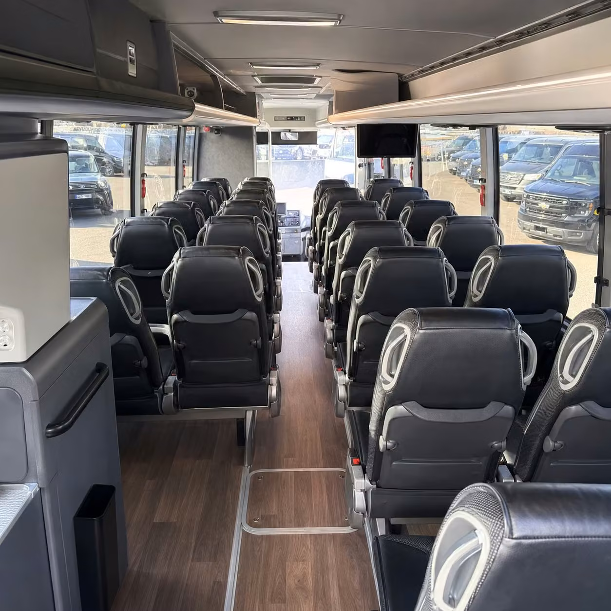 56 passenger charter bus inside